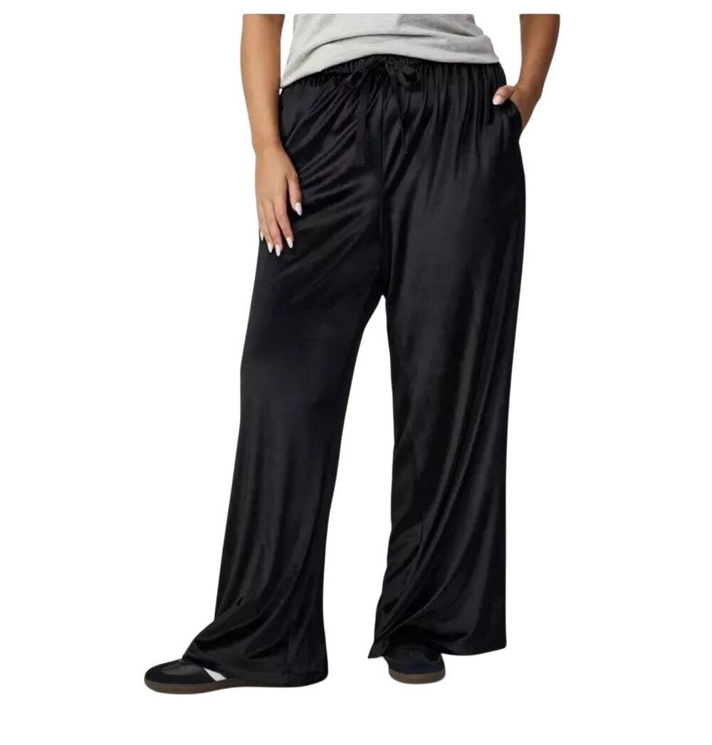 Torrid Wide Leg High Rise Pull-On Velvet Pants Black Womens Plus 3X NEW